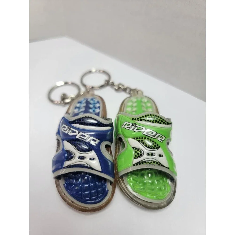 Rider Sandals Keychains Lot of 2 Blue and Green Slide Sandal Keyrings